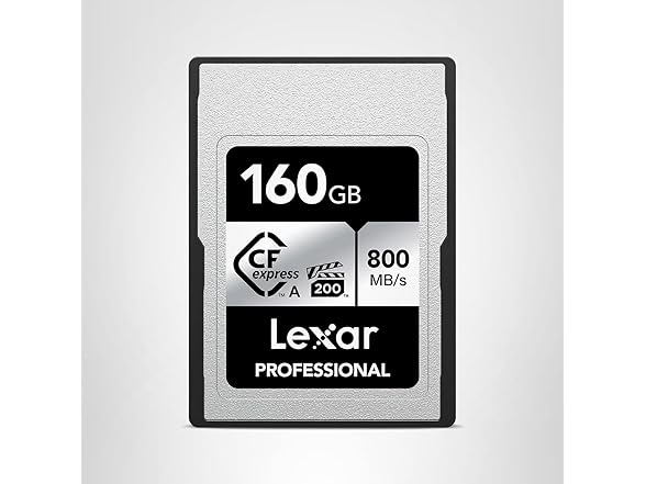 Lexar 160GB Professional CFexpress Type A SILVER Series Memory Card, Compatible with Sony Cameras w/ Type A Card Slot, Up to 800/700 MB/s Read/Write, 8K Video, VPG 200 (LCAEXSL160G-RNENG) (Open Box)