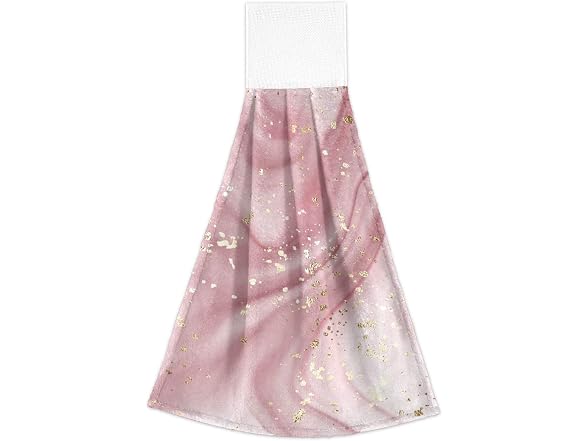 Hand Towel Pink Marble Golden Hanging Tie Towels - 2PK