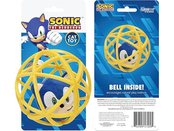 Multipet Sonic Cage Ball with Bell Cat Toy
