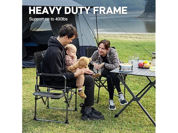 EVER ADVANCED Black Camping Chair 2 Pack