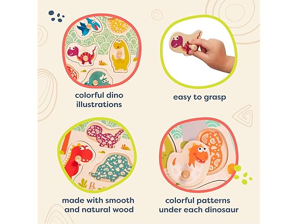 B. toys B. toys – Stomping Dinos – Wooden Peg Pu