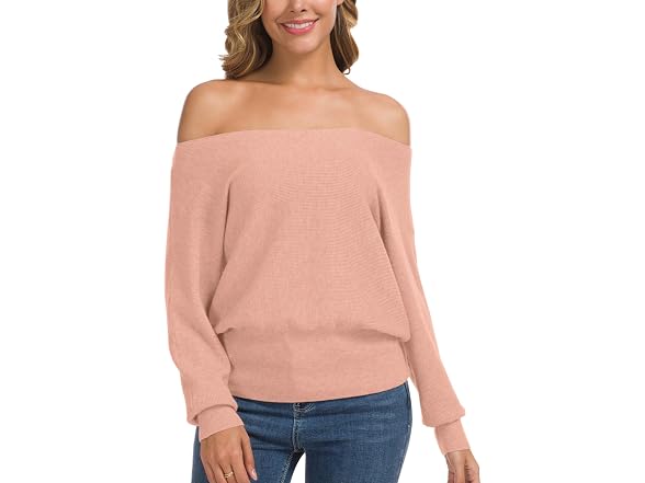 Feiersi Women (L) Off Shoulder Sweater Pullover