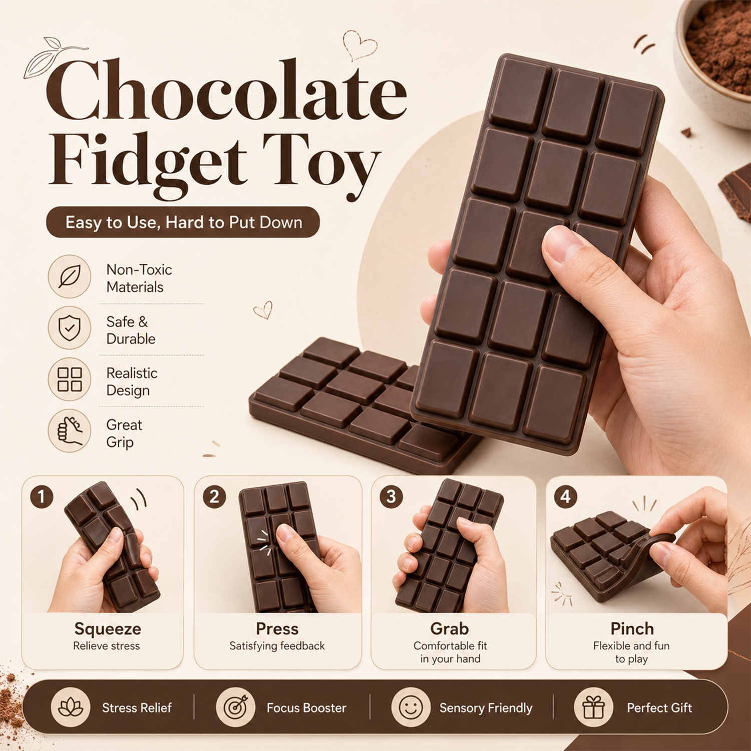 Twilight Squishy Sensory Toys Chocolate, 3PK - Gallery 10