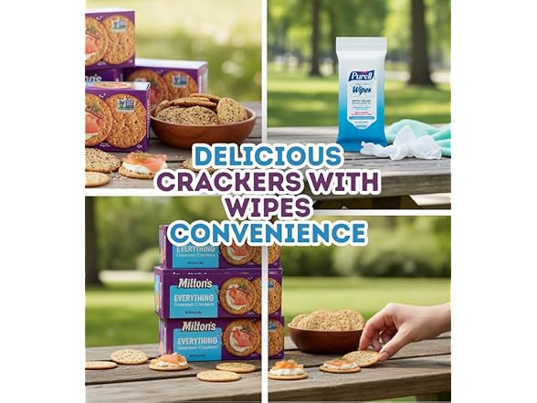 8 Item Set- Milton's Crackers & Hand Sanitizing Wipes