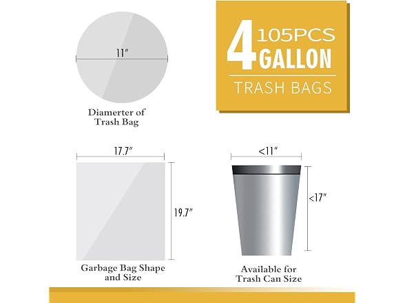Ginkgo GAR-109 105ct 4 Gallon Small Trash Bags
