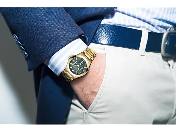 Geoffrey Beene Mens Gunmetal Gold Watch