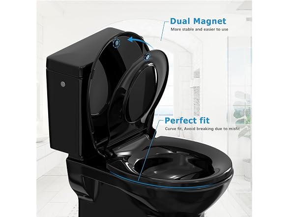 Takywep Toilet Seat Round Flat Toilet, Black
