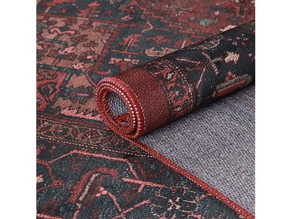 Superior Floral Medallion Washable Rug Cardinal Collection