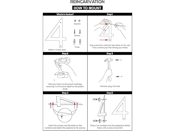 Metal House Numbers with American Flag