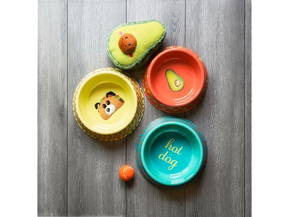 Fun Food Melamine Taco Pet Bowl - Large - 6 Cups Set of 2