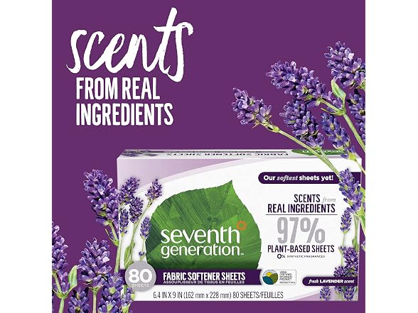 Seventh Generation Dryer Sheets Lavender 80 Sheets