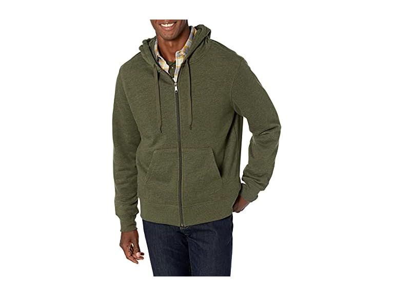 Amazon Essentials Men's Full-Zip Fleece Hoodie (Available in Big & Tall), Olive Heather, Small