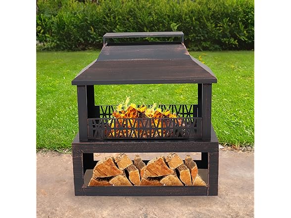 Sunnydaze 35" Steel Outdoor Fireplace