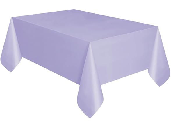 Lavender Solid Rectangular Plastic Table Cover
