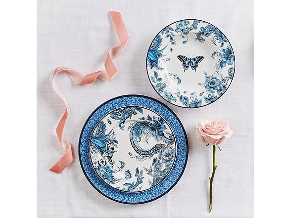 Marchesa Monarcha 4-Piece Dinner Plate Set Porcelain Blue