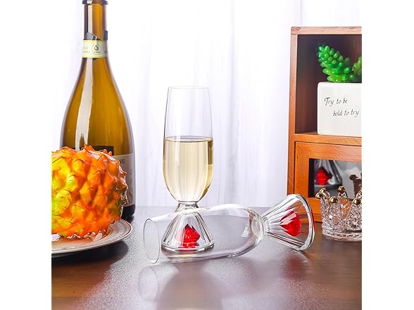 YLNNLC Ruby Base Champagne Flutes