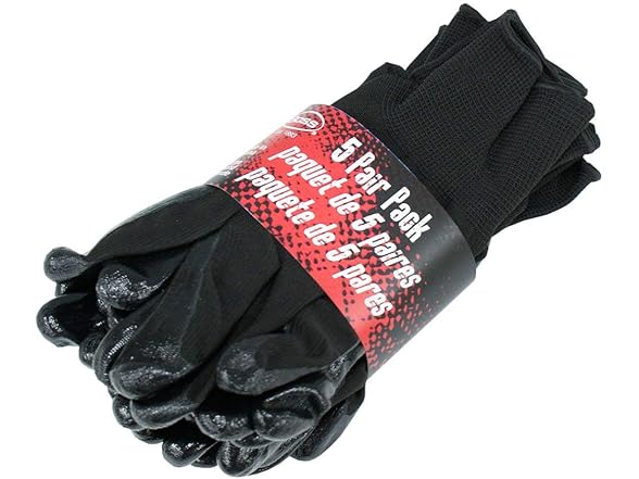 BOSS Gloves 7850N Palm Gloves, Nitrile, Large, Black (Pack of 5)