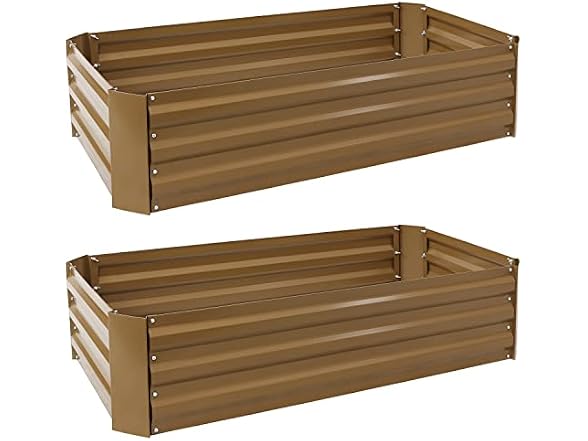 Sunnydaze Rectangle Galvanized Steel Garden Beds, 2pk