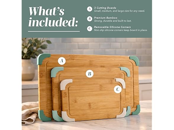 COOK WITH COLOR Non-Slip Cutting Board Set