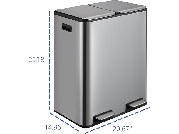 MOVECOM 16 Gallon Dual Compartment Kitchen Trash Can
