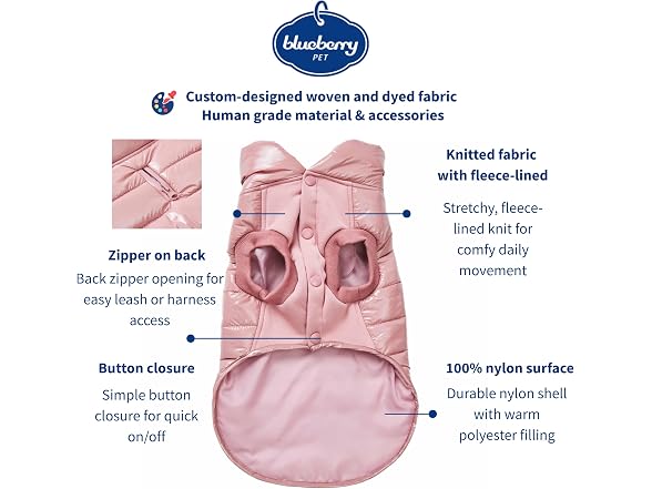 Blueberry Pet Windproof Quilted Winter Jacke
