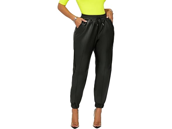 Tcremisa Women Faux Leather Pants High Trousers