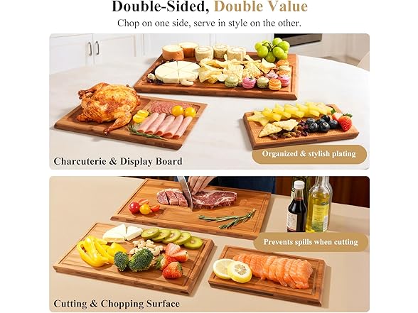 3PCS Bamboo Cutting Board Set with Stand