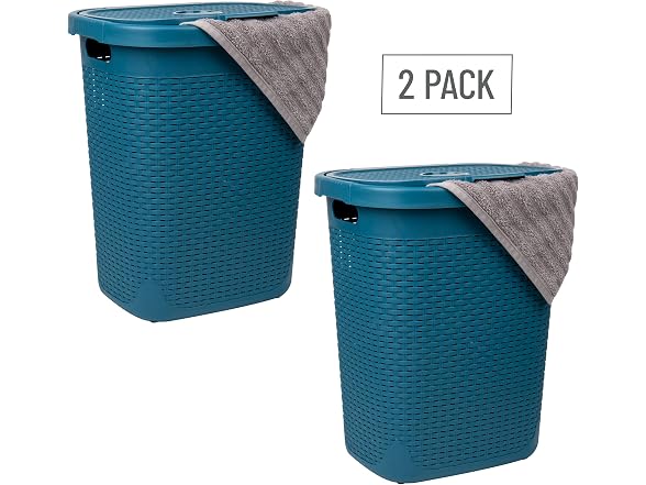 Mind Reader 50L Slim Laundry Hamper Set of 2, Blue