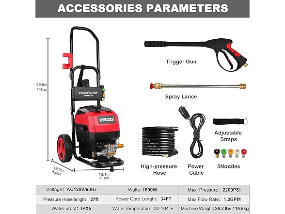 PowerSmart Electric Pressure Washer 2200 PSI
