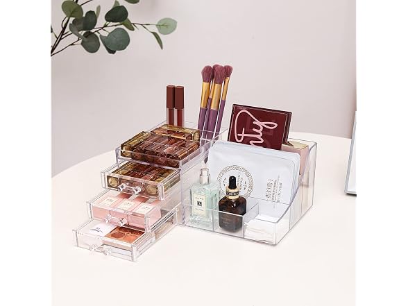 Cq acrylic 1 Pack Clear Make Up Organizer Countertop
