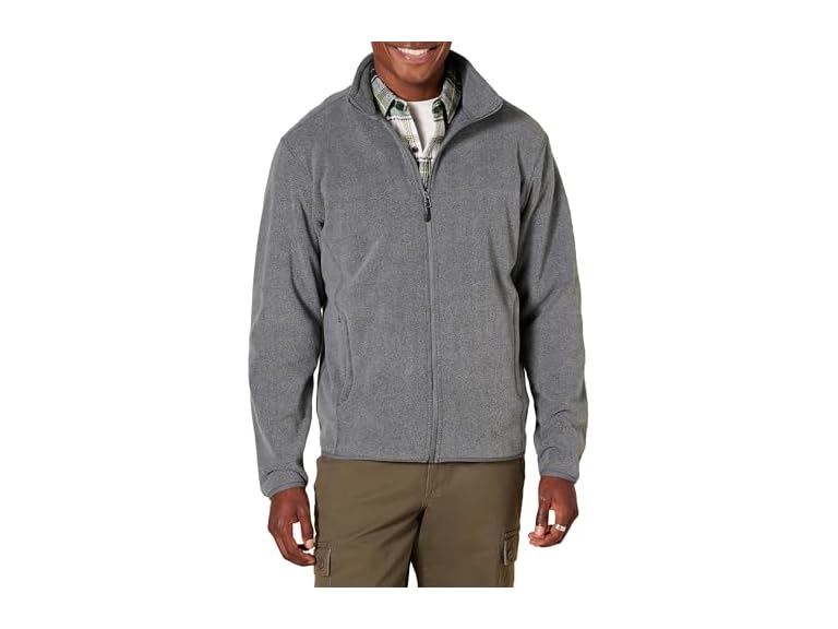 Amazon Essentials Men's Full-Zip Fleece Jacket (Available in Big & Tall), Charcoal Heather, X-Small