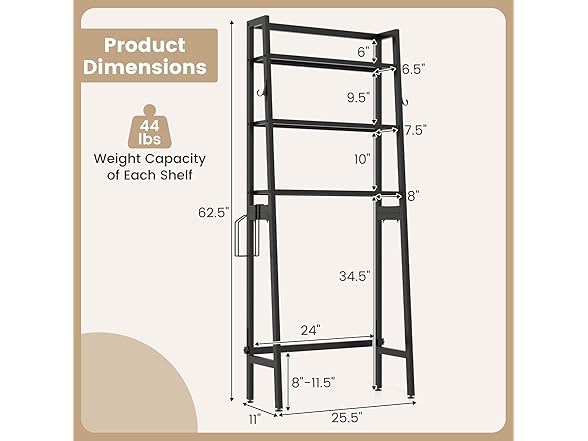 Nightcore Over-The-Toilet Storage, 3-Tier 