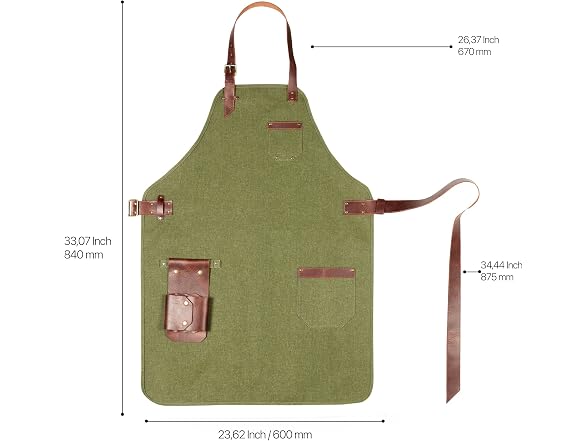 Otto Angelino Genuine Leather and Canvas Apron