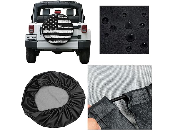 Retro Black White American Flag Tire Cover