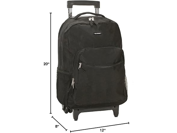 Rockland Double Handle 17" Rolling Backpack, Black