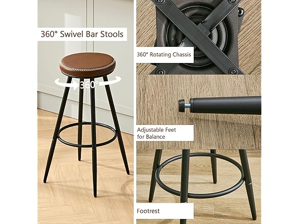 FIRAVOE Swivel Bar Stools Set of 4, Modern 28" Counter Heigh (Open Box)