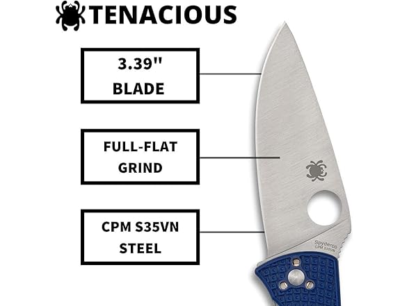 Spyderco Tenacious Pocket Knife 3.3" D2 Blade
