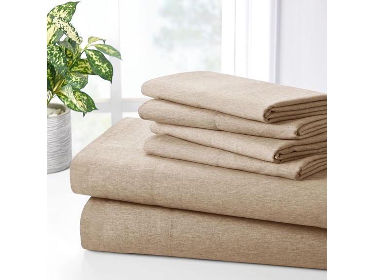 Bibb Home 1832 Twin Bamboo 2000 Count 6 Piece Chambray Sh