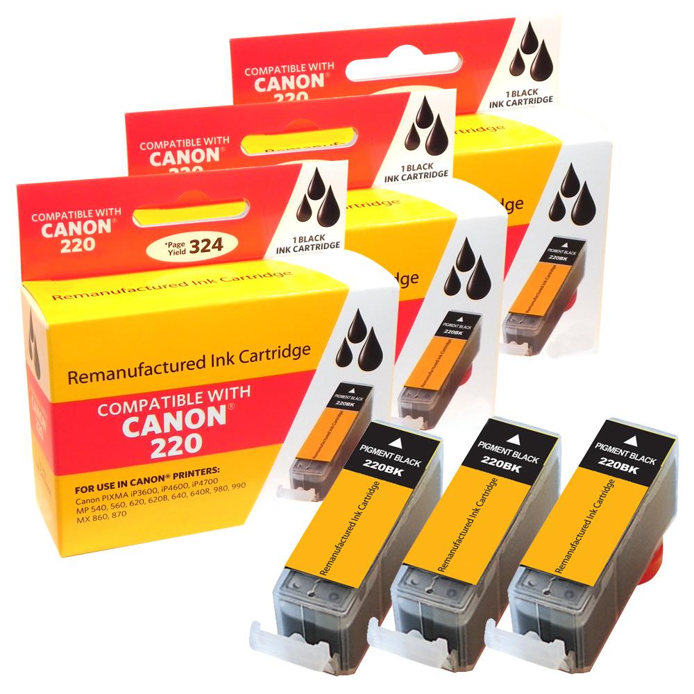Compatible Canon 2945B004 (PGI-220) Black Ink Cartridge (3 Pack) - Gallery 2