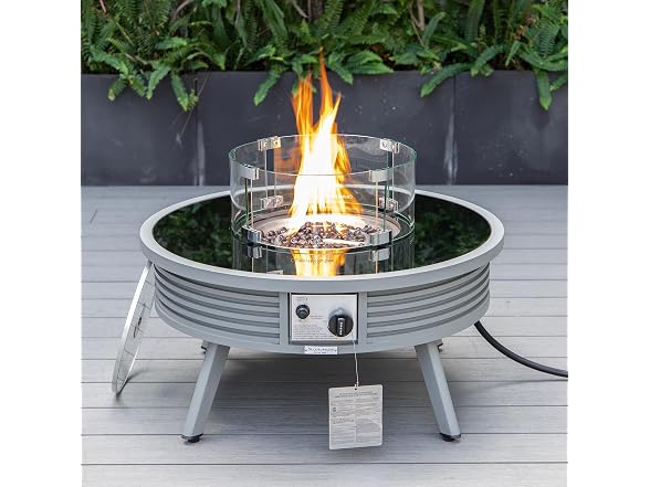 LeisureMod Walbrooke Modern Outdoor Round Fire Pit Table