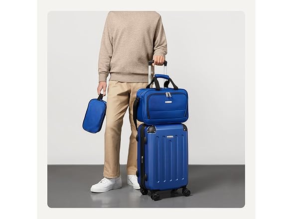 Amazon Basics 3-Piece Luggage Set, Blue