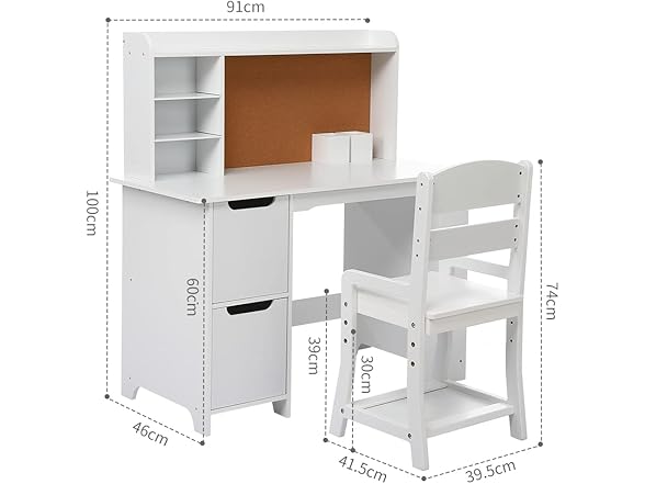 EGFheal White Study Desk and Chair Set