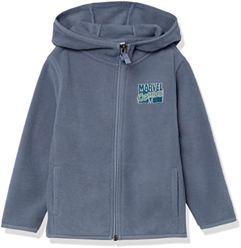Amazon Essentials Disney | Marvel | Star Wars Boys' Polar Fleece Full-Zip Hooded Jacket, Marvel Comic Logo, Medium