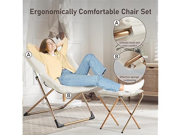 Beige Oversized Saucer Chair