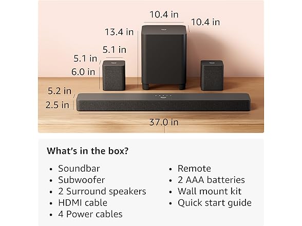 Amazon Fire TV 5.1 Soundbar Plus, Subwoofer & Surround Speakers