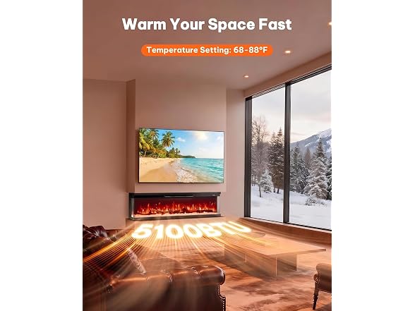 Silonn 3-Sided Smart 50" Electric Fireplace