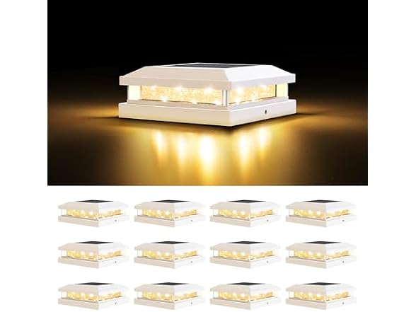 Brightever Solar Post Cap Lights Outdoor 12-Pack White