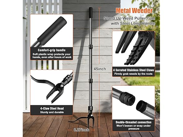 GOXAWEE W0568 Metal Stand Up Weed Puller Tool
