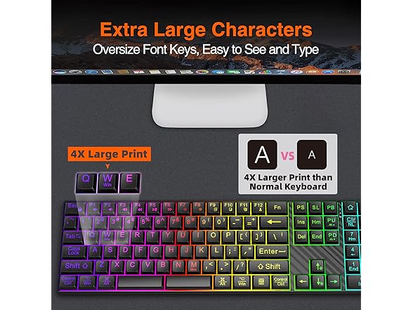 Large Print RGB Backlit Keyboard