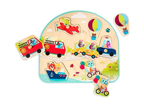 B. toys Vehicles Wooden Peg Puzzle Cars, Trucks & More